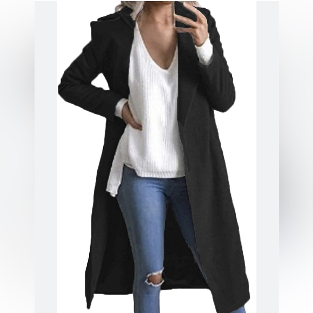Auxo collection black trench coat women’s ladies size medium